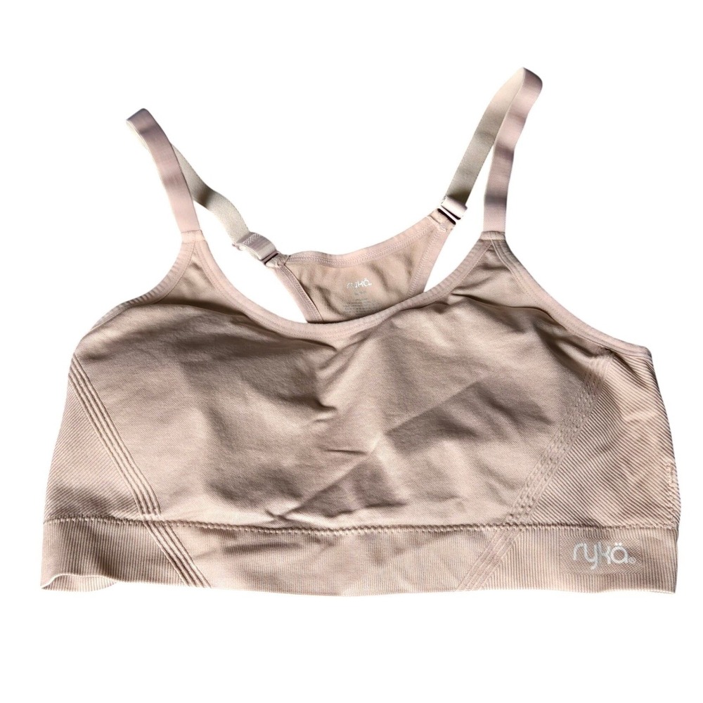 Ryka Seamless Sports Bra Xl Blush Nude Adjustable Racerback Wireless Active View 2
